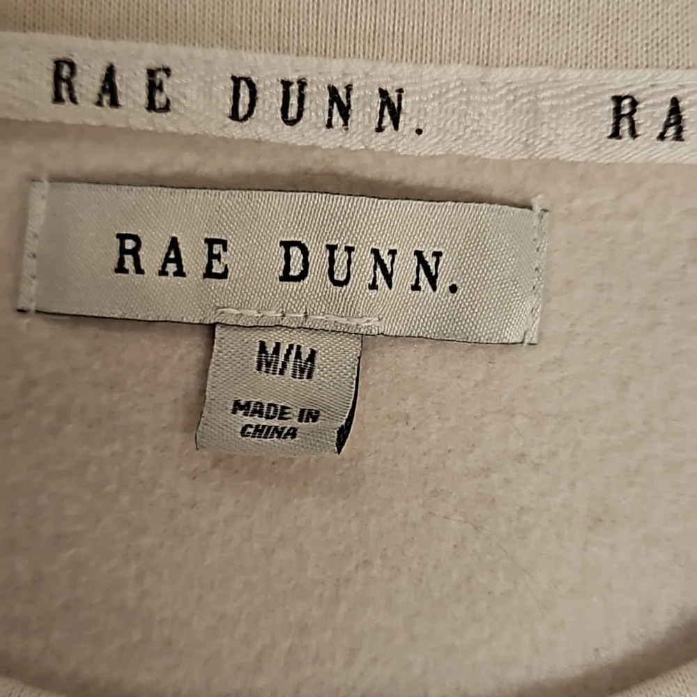 RAE DUNN White long sleeve crop sweatshirt GRATEFUL Medium - Picture 5 of 7